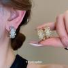 Серьги-гвоздики в форме буквы С со звездой из кубического циркония, серебряная игла - Сладкий и прохладный стиль, Высококлассное ретро-ощущение