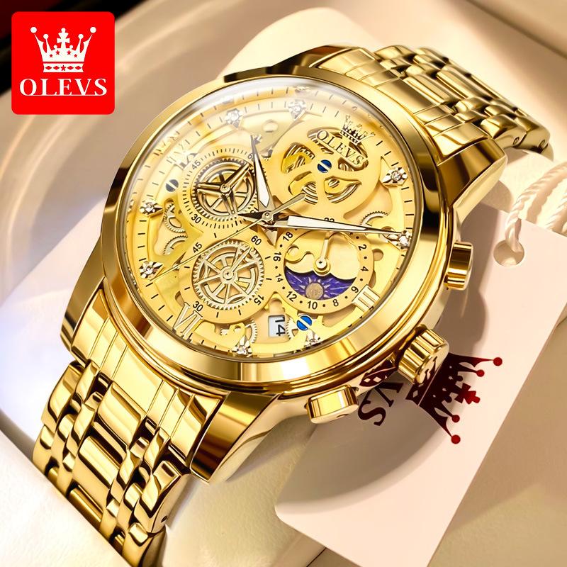 OLEVS Brand Watch Hollow Dial Single Calendar Quartz Watch Men Watch Men Watch