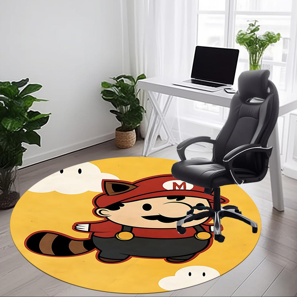 1pc Mario Office Round Area Rug, Under Office Chairs Bedroom Living Room Home Decor, Room Decoa1016219