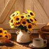 1 пучок искусственных цветов, реалистичный букет искусственных цветов, свадебный букет, 24 подсолнуха, домашний декор, шелковый подсолнух