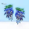 1 пара перьевых шипов в форме крыльев, серьги-гвоздики для ушей, персонализированные цветные стеклянные женские серьги-гвоздики, модные ювелирные изделия, подарок