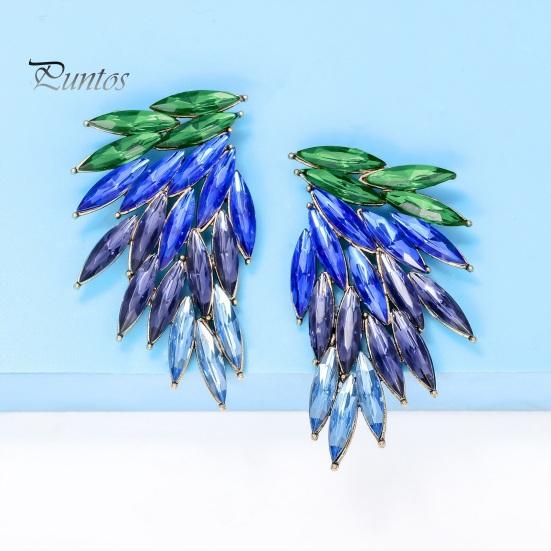 1 пара перьевых шипов в форме крыльев, серьги-гвоздики для ушей, персонализированные цветные стеклянные женские серьги-гвоздики, модные ювелирные изделия, подарок