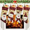 Christmas Stockings 18" Burlap Plaid Fireplace Hanging Stockings 3D Plush Santa Claus/Snowman/Reindeer Large Xmas Stockings for Holiday Party Decor