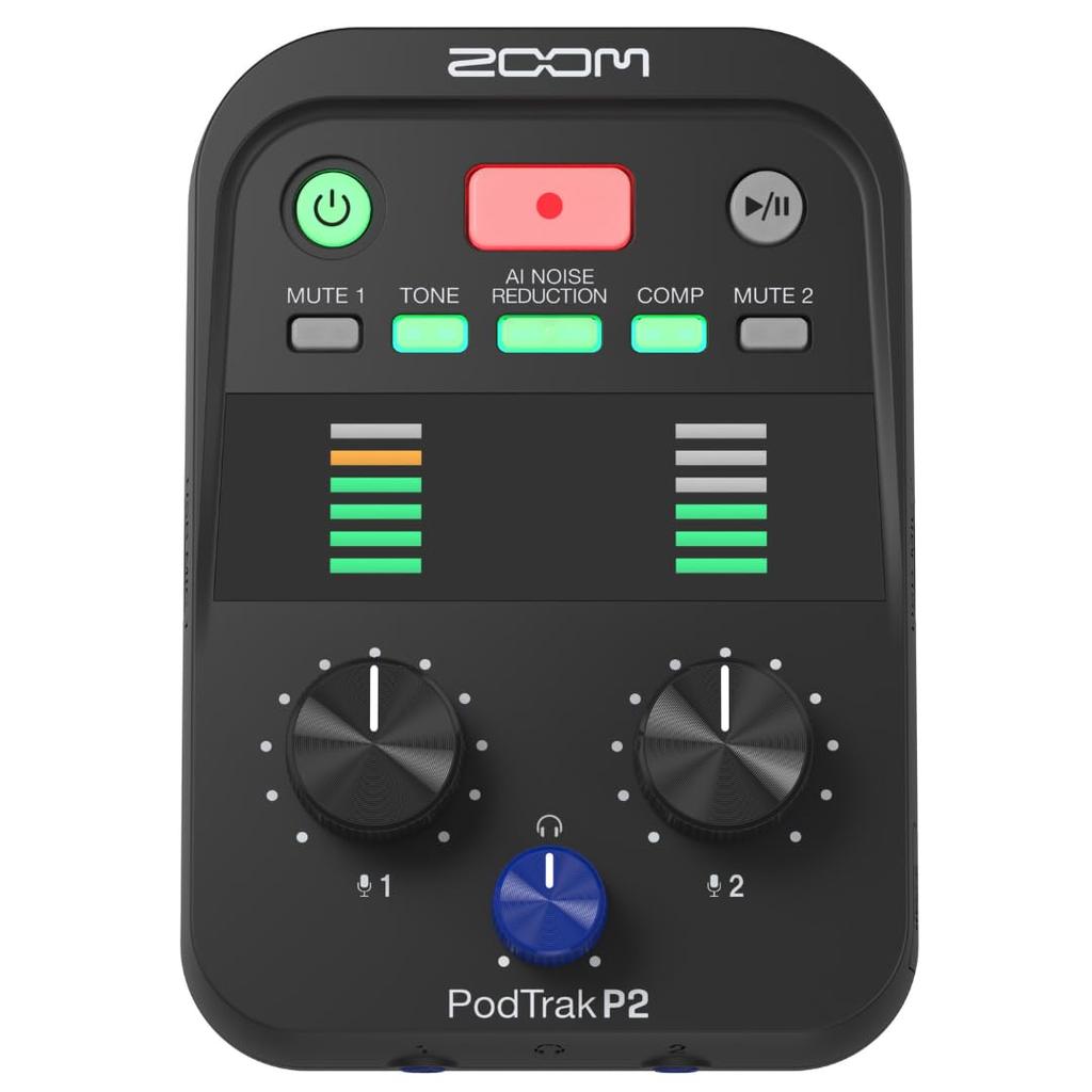 ZOOM P2 AI Noise Reduction USB Microphone Compatible with Battery for Home Recording Recorder, Ultra-Compact 226g, Only, Smartphones/PCs/iPhones,