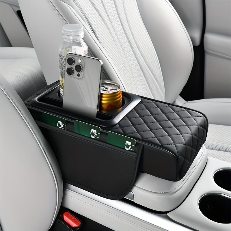 Car Center Console Armrest Cushion Thicken Arm Rest Box Pad Extension Cushion with Cup Holder Tissue Box Organizer Bag