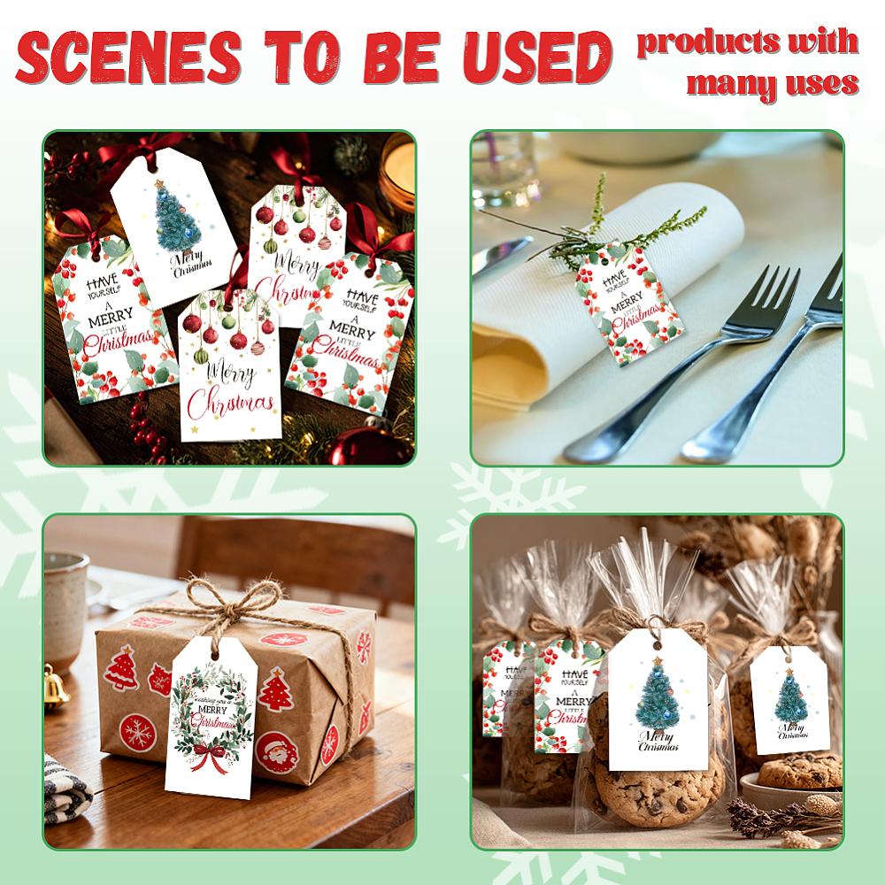1set 80pcs 4 styles Printed Paper Thank You Gift Tags Rectangle Mixed Shapes 7.7x5.1cm Hole: 5mm 20pcs/style