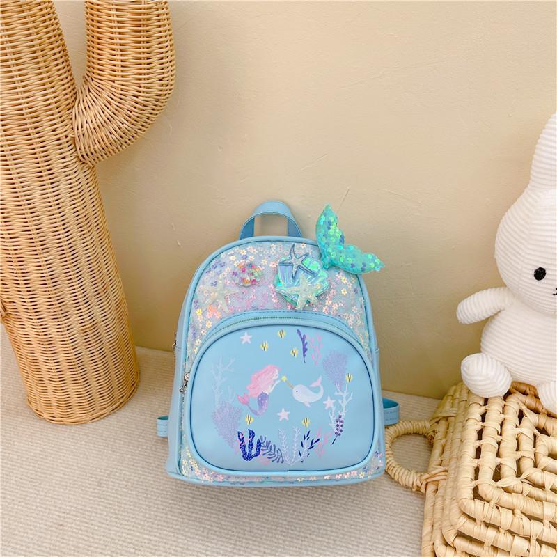 Kids Backpack Mermaid With With Shell Shimmer Starfish Design Childrens For