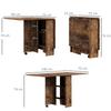 80-140 cm Folding Dining Table for 4-6 People, Drop Leaf Table with 2-Tier Shelves, Rolling Casters, Rustic Brown