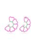 Kicky and Perky 925 Sterling Silver Pink and Green Enamel and Studded with Pearl Floral Stud Earring for Women
