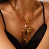 Yori Trendy Heart Butterfly Fashion Pendant Clavicle Necklace for Women Stylish Unique Rust Proof Metal Daily Neck Jewelry Bijou