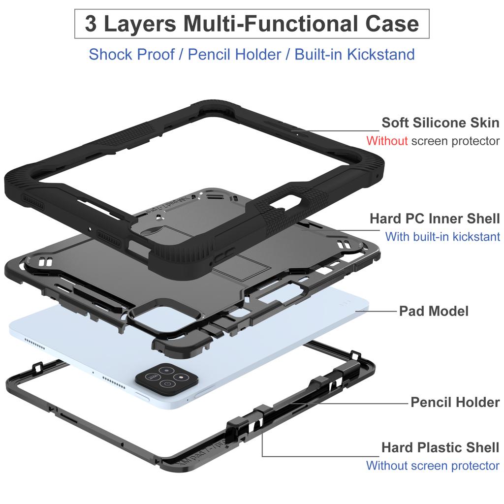 Case For Xiaomi pad 7/pad 7 Pro and Xiaomi pad 8/pad 8 Pro With Kickstand and Pen Slot Rugged Full Body Protective Cover