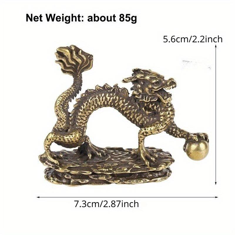Chinese Beast Dragon Statue Bronze Figurine Ornaments Antique Copper Mythical Animal Miniature Home Decoration Crafts Collection