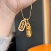 Gold Geometric Zircon Beast Pixiu Pendant Necklace for Women Niche Trend Unique Light Luxury Exquisite Sweater Chain Jewelry Gift
