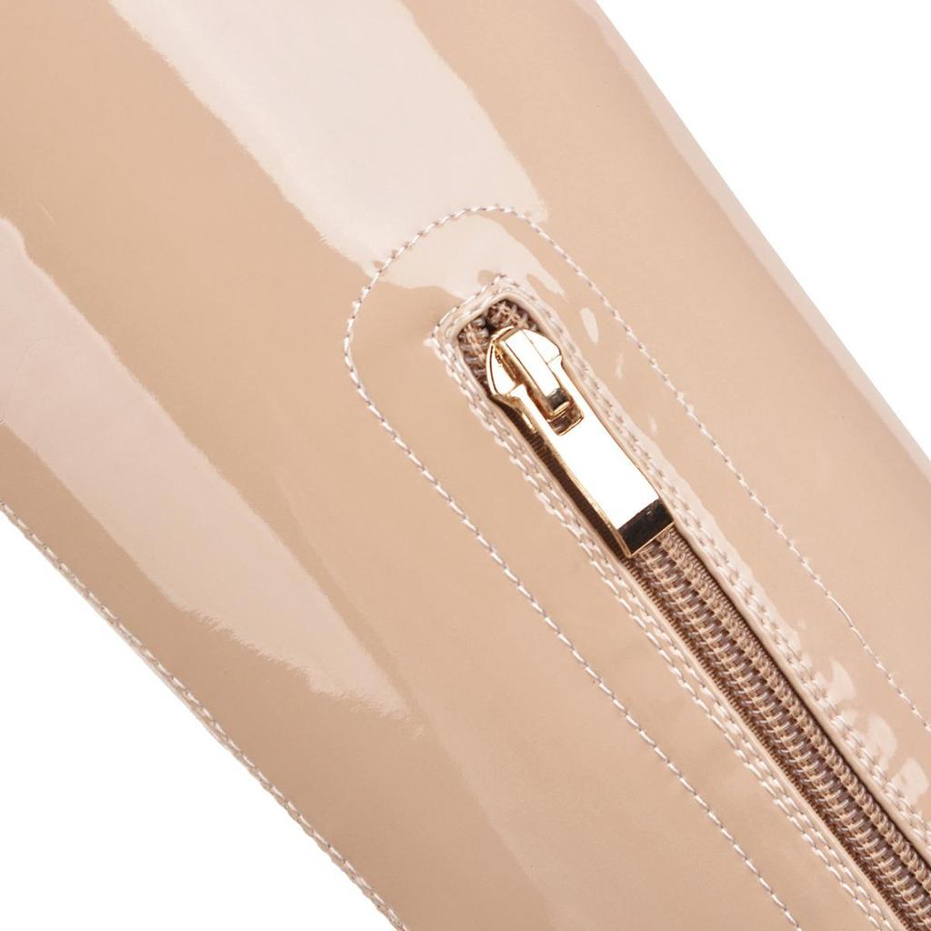 Q/Women's High Heeled Boots, Sexy Pointed Toe Thin Heel Knee Length Boots, Oversized Women's Shoes