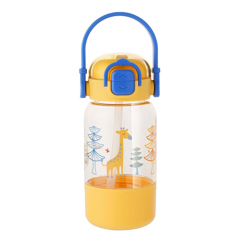 Water bottle Children's straw water cup Large capacity summer drop-proof plastic Portable high temperature resistant student kettle Cute double drink