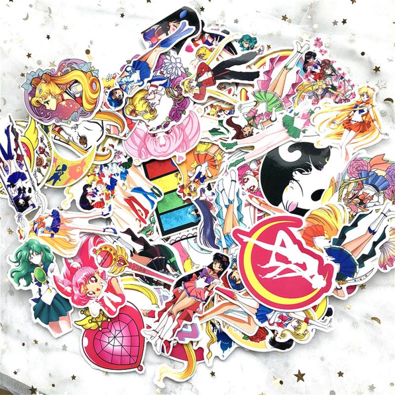 75шт Сейлор Мун чемодан наклейки милый мультфильм компьютер ноутбук скейтборд Пастер