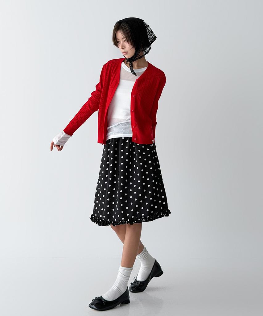 The Green Lab Dot Frill Skirt [Black]