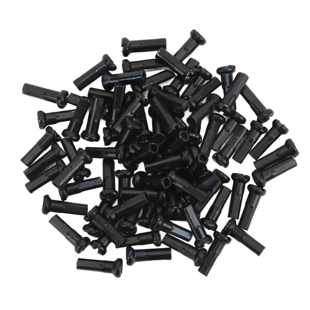 80pcs Bicycle Spoke Hats Iron 14mm Mountain Road Cycling Spoke Nipples for 14G Spoke Wire Black