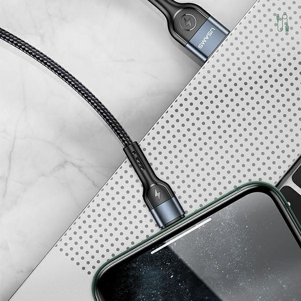 Usams Kabel Pleciony U55 2A Lightning Czarny/Black 1M Sj448Usb01 (Us-Sj448)