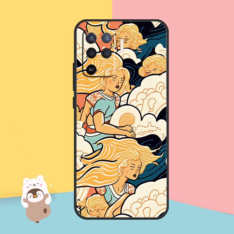 Чехол для телефона «Японский серфер» для OPPO A15 A16 A5S A5 A9 A31 A53 A53S A52 A72 A83 A91 A93 A54 A74 A94