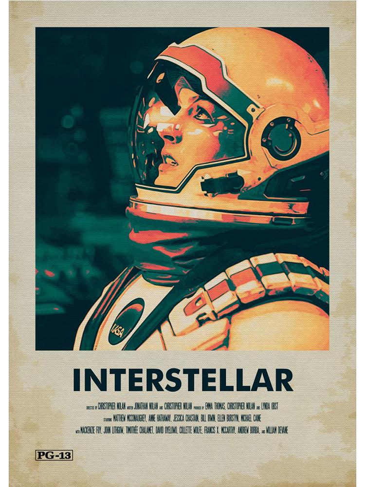 Классический научно-фантастический фильм «Интерстеллар» постер с печатью на холсте, персонажи фильма, винтажная настенная картина для гостиной, украшение дома