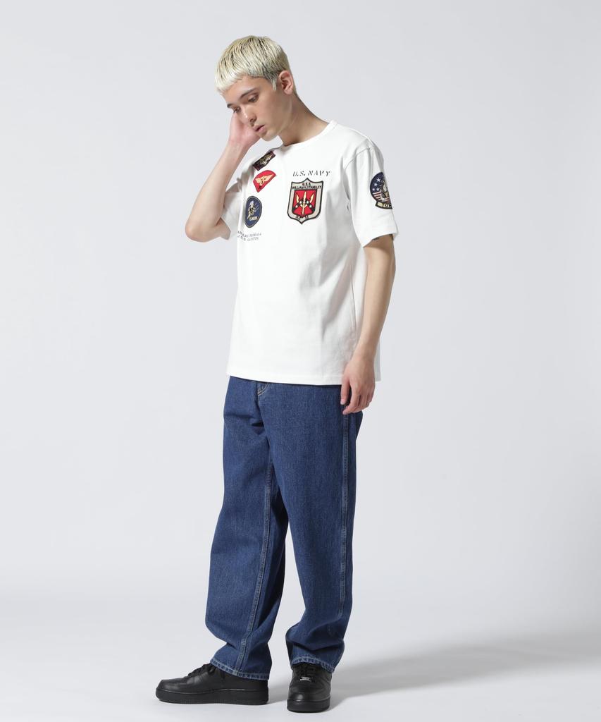 AVIREX TOP GUN WAPPEN CREW NECK Top Gun Patch T-SHIRT (WEB&DEPOT Exclusive) T-Shirt, XL, 030, White, 783-3934021