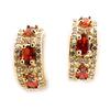[K7192] - Garnet 'Celestina' Gold Plated Hoop Earrings