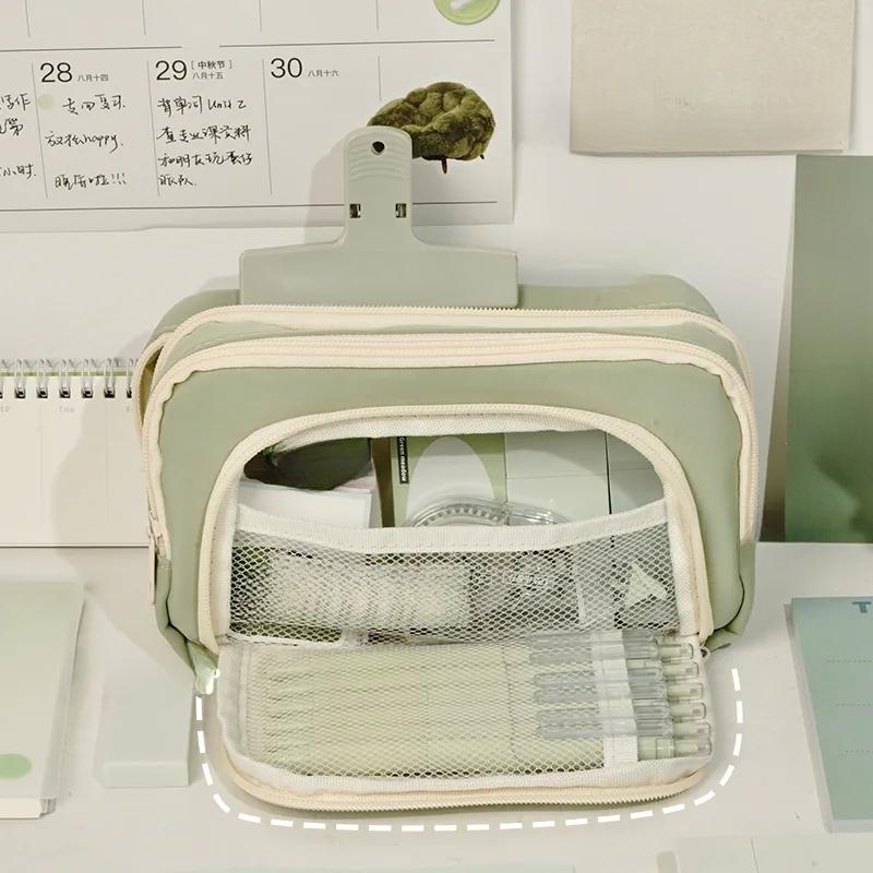 Эстетическая сумка-карандаш для новых девочек, школьные чехлы, милый держатель для канцелярских принадлежностей, сумка-карандаш на молнии, школьные принадлежности