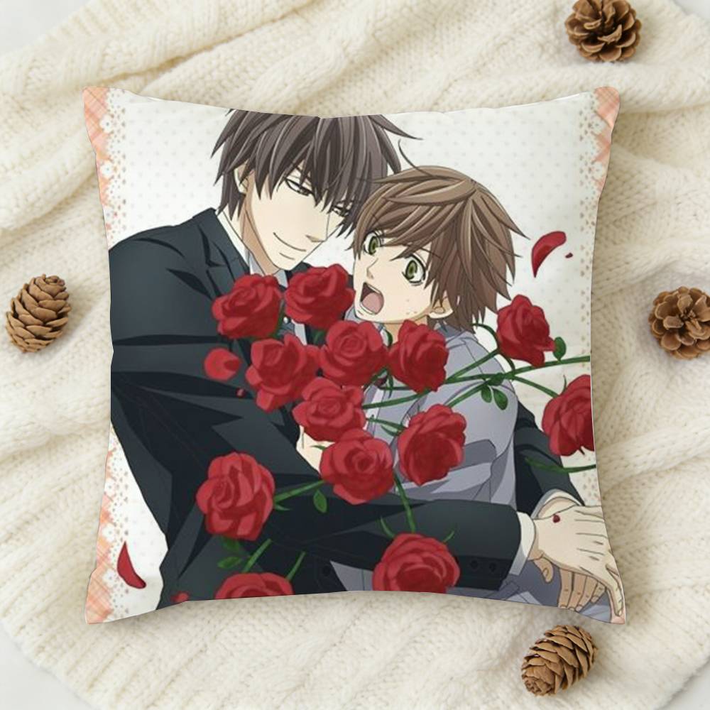 Квадратная декоративная наволочка в стиле манги Sekai Ichi Hatsukoi, двусторонняя печать, для дивана, гостиной, домашнего декора