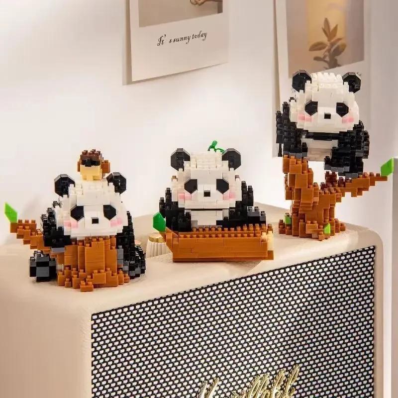 Non-Toxic Creative Mini Cute Panda Micro Building Blocks 3D Diamond Model Animals Bricks Diy City Construction Toys For Children Kids Gift