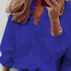 Женская Модная Повседневная Летняя Весенняя Рубашка с Длинным Рукавом Блузка Рубашка с Волнистым Краем Однотонная Рубашка-туника Женские Топы