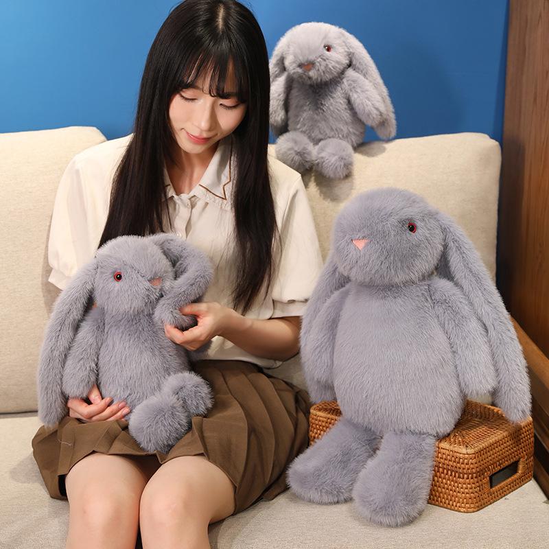Милая кукла-плюшевая игрушка в виде маленького белого кролика с длинными ушами, кукла-маленький кролик, детская успокаивающая тряпичная кукла, подарок на день рождения для девочки