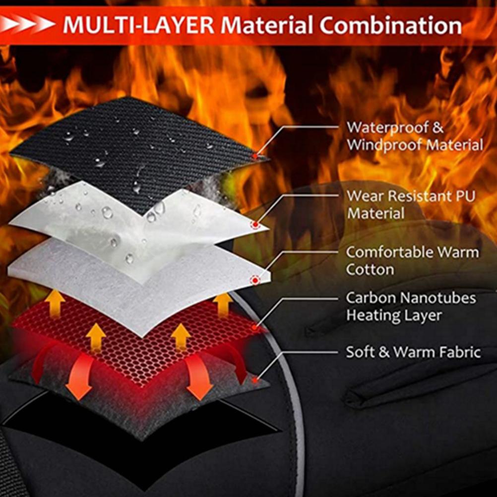 USB Heated Gloves Waterproof Touchscreen 3 Temperature Levels Gloves for Men Women Winter Indoor