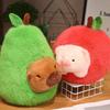 2-in-1 Baby Avocado Capybara Plush Toy Stuffed Creative Into Fruit Transform 25/35cm Apple Pig Cuddly Doll for Kid Birthday Gift