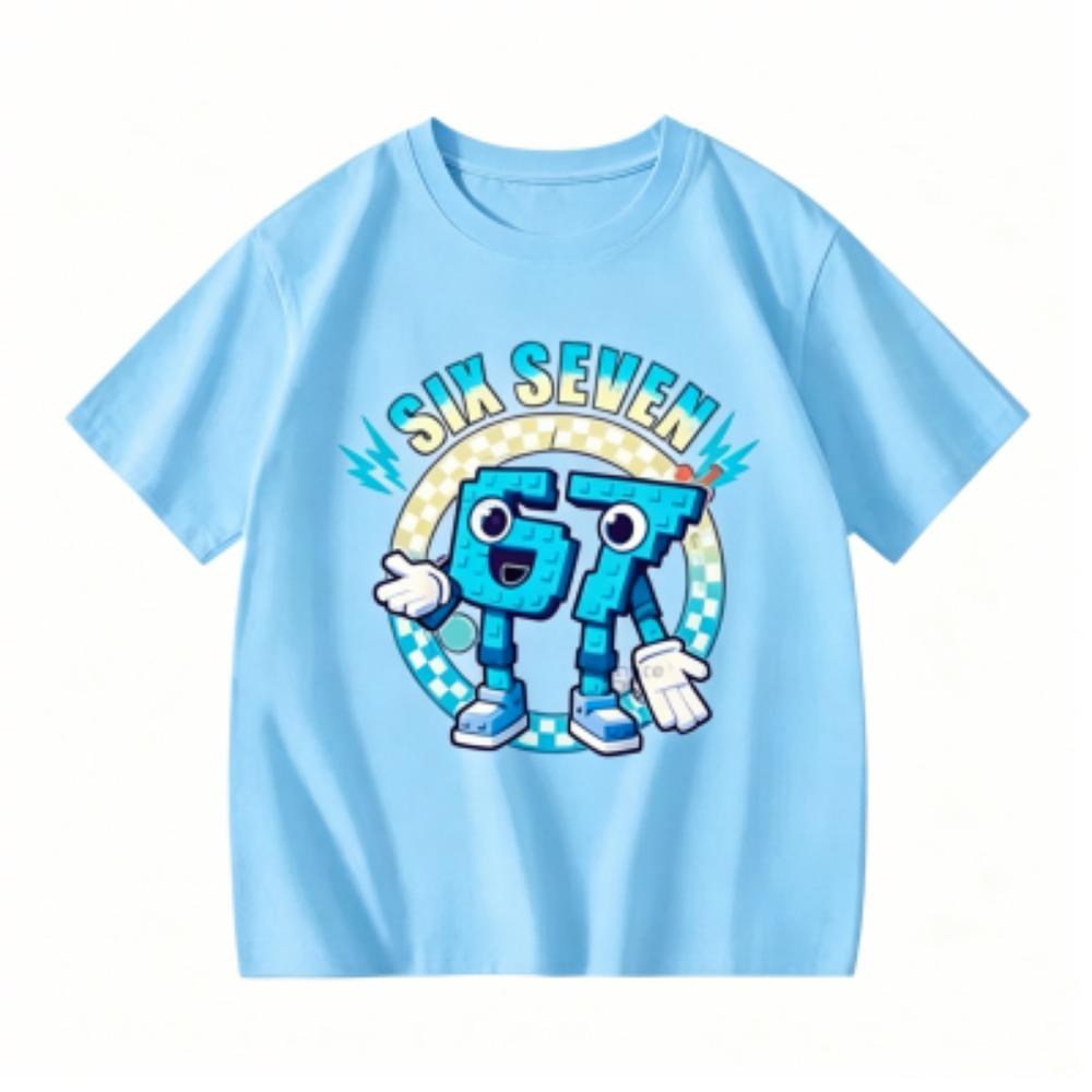 Summer Men's Clothing Six Seven 67 Print T-shirt Men's and Women's Casual Tees Tops Fashion Men's O-Neck Short Sleeve T-shirt