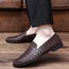 Fashion Party Men Slip On Loafers Trend Leather Shoe Male Dress Shoes Business Men British Style Outdoor Soft Sole Commute Casual Shoes