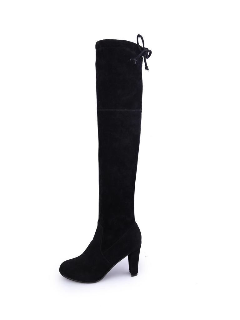 Осенне-зимние однотонные сапоги выше колена на высоком каблуке для женщин 2021 года.