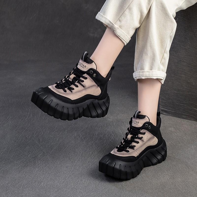 Johnature Туфли на плоской платформе разных цветов, ретро-обувь из натуральной кожи, универсальная женская обувь на толстой подошве