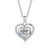 Silver Ocean Heart 925 Sterling Silver Necklace Female Clavicle Chain Simple Light Luxury Design Sense Double Heart Pendant