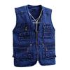 XL-5XL джинсовый жилет для среднего и пожилого возраста, мужской хлопковый жилет с несколькими карманами и удобрениями для увеличения весенне-осеннего мужского жилета