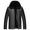 New Style Men's Middle-aged and Elderly Leather Jackets with Velvet and Thickened Large Fur Collar Leather Jackets Casual Dad Leather Jackets