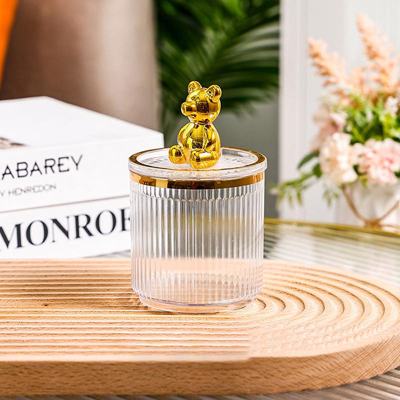 Милый медведь, держатель для ватного диска, стержень для ватной палочки, коробка для хранения косметики, ювелирных изделий, контейнер для макияжа для ванной, органайзер для помады, коробка