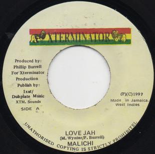 7-дюймовая пластинка PRINCE MALACHI - Love Jah NONE XTerminator 1997 Ямайка Регги, Ска и Даб Б/У
