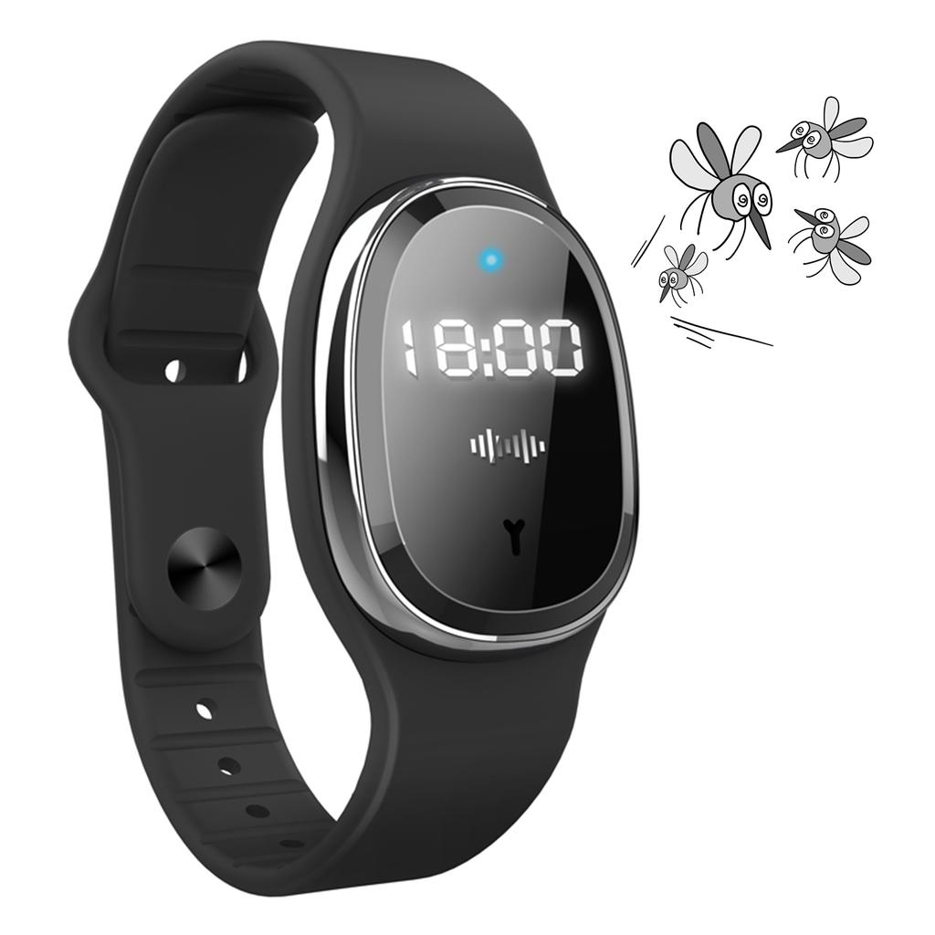 Portable Ultrasonic Mosquito Repellent Bracelets with Clock Non-Toxic Deet Free Bug Insect