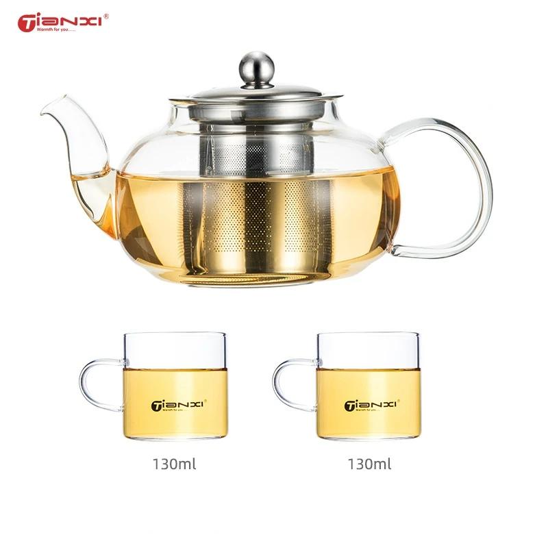 Фильтруемый стеклянный чайник, фильтр из нержавеющей стали, чайный набор, чайник Пуэр, стеклянный кофейник, удобный кофейник с офисной ручкой