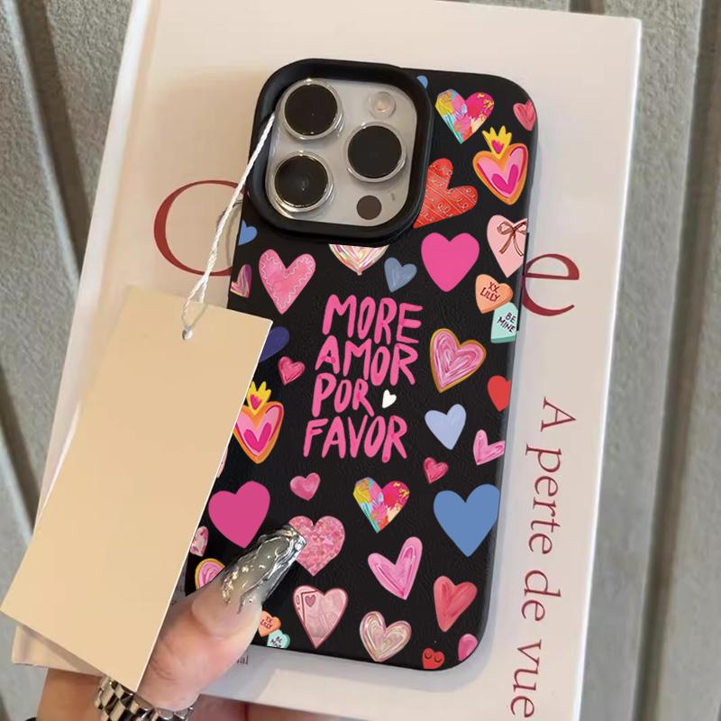 Чехол для телефона с яркими словами о любви и текстурой личи для iPhone 17 16 15 14 13 12 11 Pro Max 15 Plus 17 Air, силиконовый мягкий чехол
