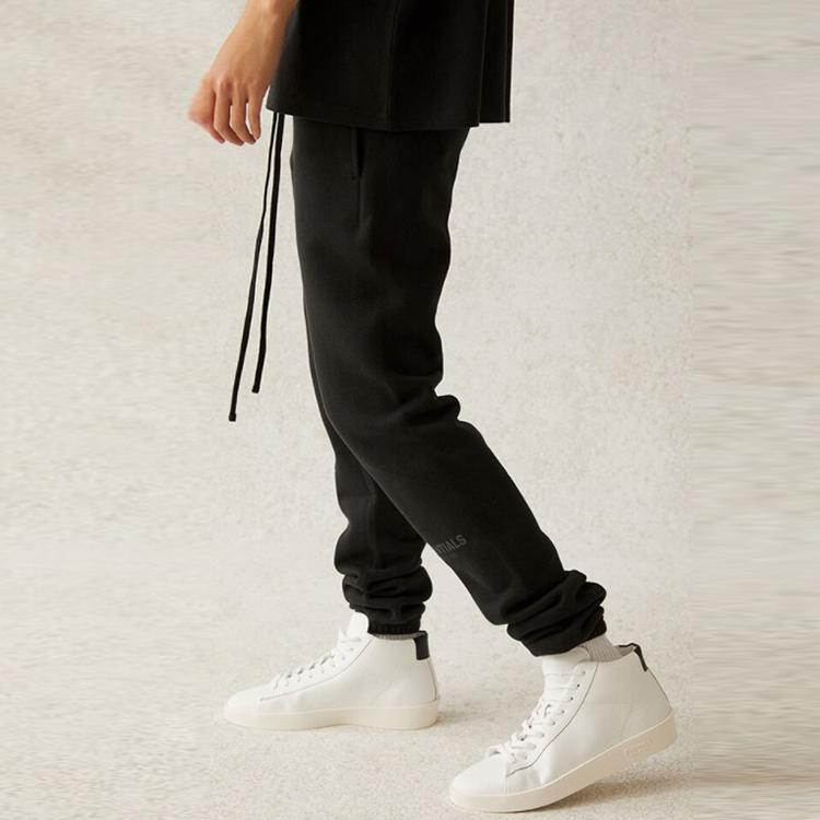Fear of God Essentials Флисовые трикотажные спортивные штаны на шнурке SS21 Унисекс Низ Черный FOG-SS21-562