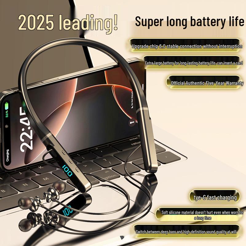 Bluetooth-наушники с шейным ободом, с длительным временем работы от аккумулятора, большим запасом громкости, совместимые с устройствами Apple, Huawei и Android