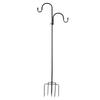 Shepherd"s Hook Detachable Bird Feeder Hanger Iron 2 Hooks 5 Prong Bases Courtyard Accessories
