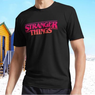 Новая футболка Stranger Things 4 с текстовым логотипом, градиентно-красная, активная, смешная, размеры S - 5XL
